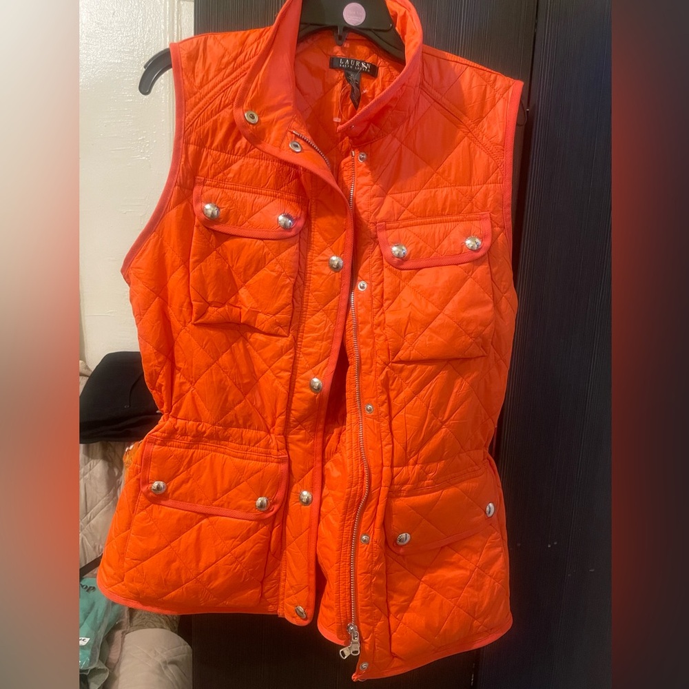 Lauren Ralph Lauren Bright Orange Quilted Vest